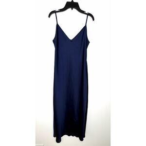 Aritzia Wilfred Satin Only Slip Midi Dress Sz M Navy